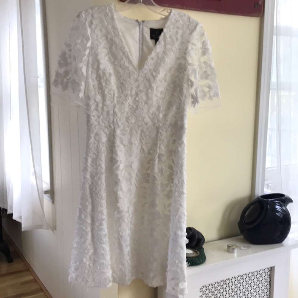 Classic white dress with flowers subtle and lovely